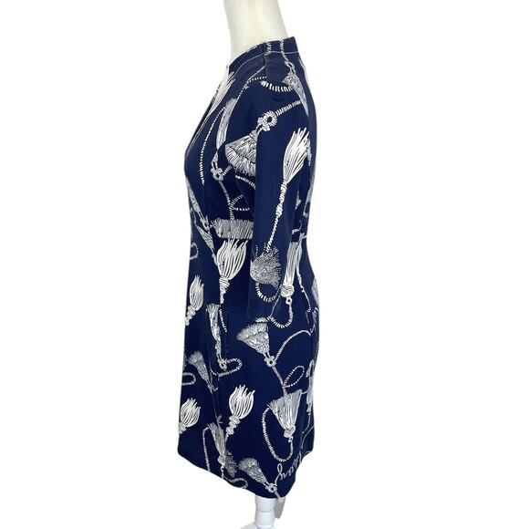 Lilly Pulitzer Joanie Sheath Dress Navy Blue Size Small Nautical Tassels Rope - Picture 6 of 16